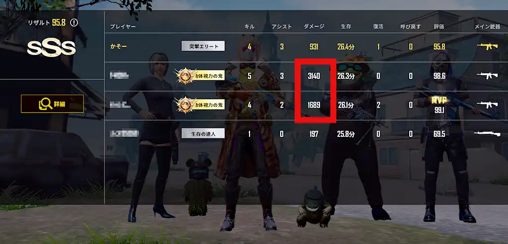 ペンギンを撃っていたのでダメージ量がすごい味方の画像