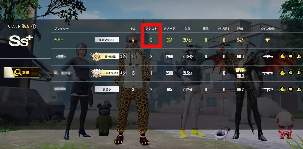 アシストが多かった戦績のスクリーンショット