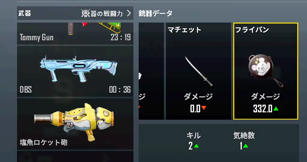 フライパンでの攻撃の詳細のスクリーンショット