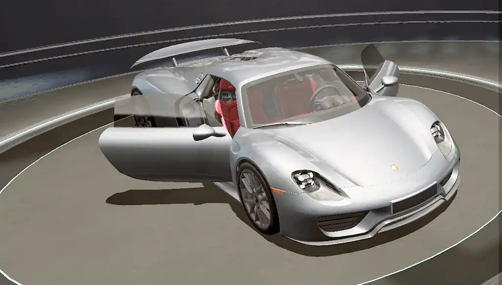 シルバーのポルシェ