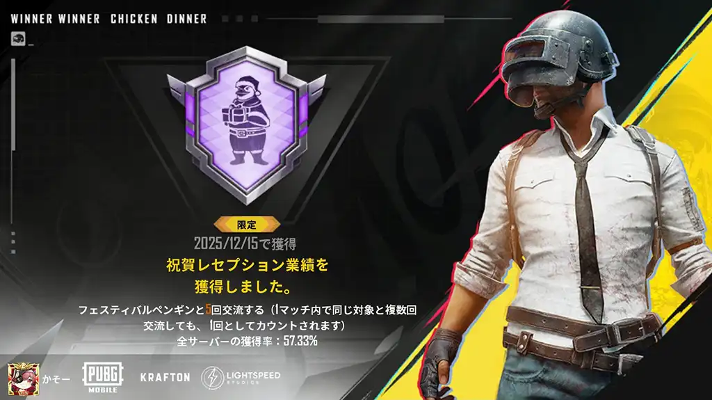 祝賀レセプションの業績をクリアしたスクリーンショット