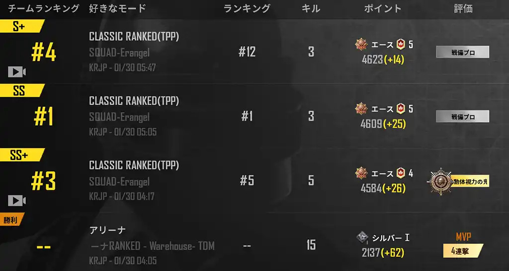 シーズン19日目の戦績