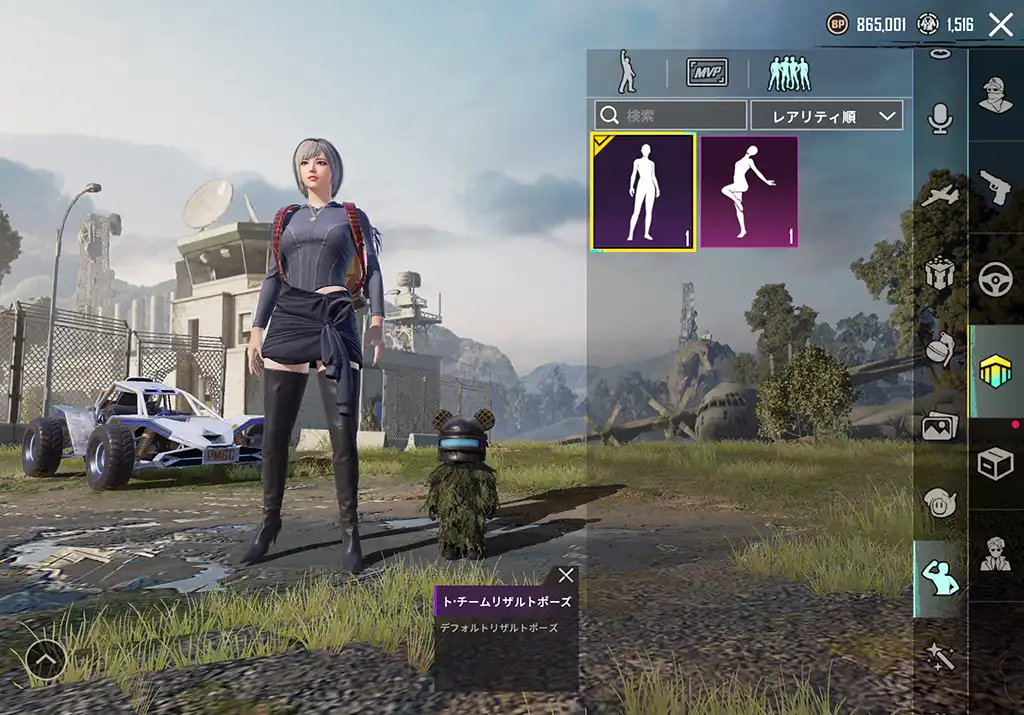 デフォルトのチームの立ちポーズにする