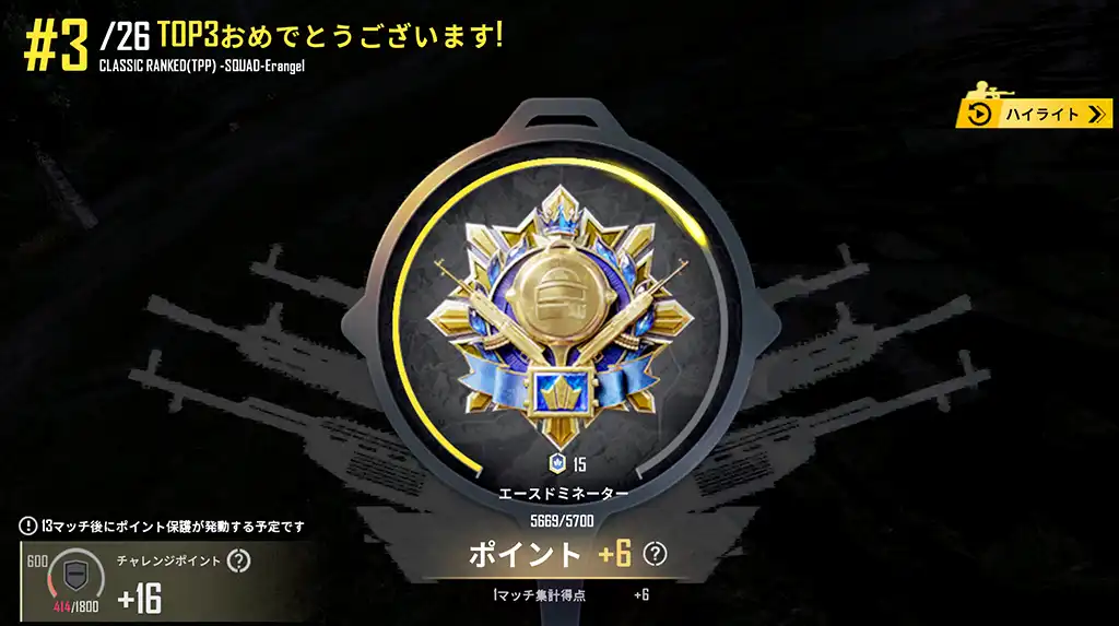 ラスト5人まで生存してレートが6しか増えない