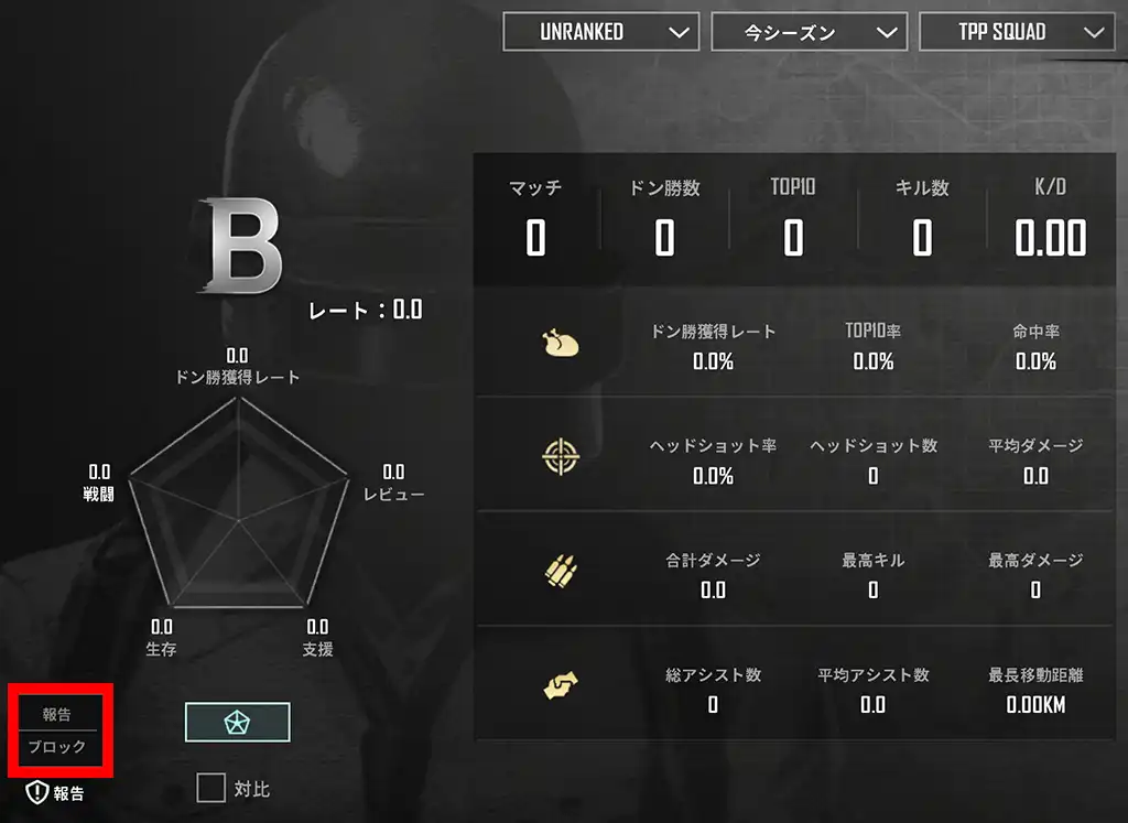 フレンド以外の個人成績画面からブロック