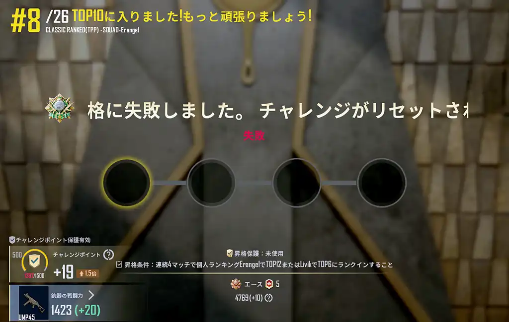 エースマスター昇格戦に失敗